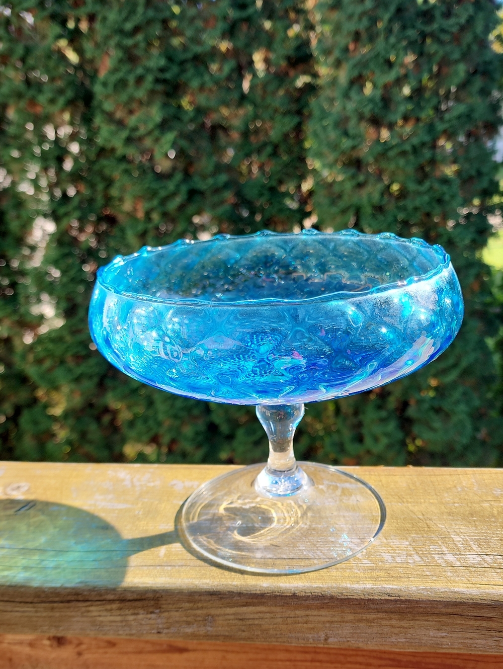 Empoli Blue Glass Compote Bowl Candy Dish